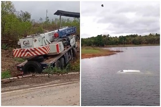 Carro cai no lago do Manso em MT