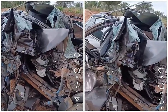 Jeep fica destruído em colisão e professora sai ilesa em MT