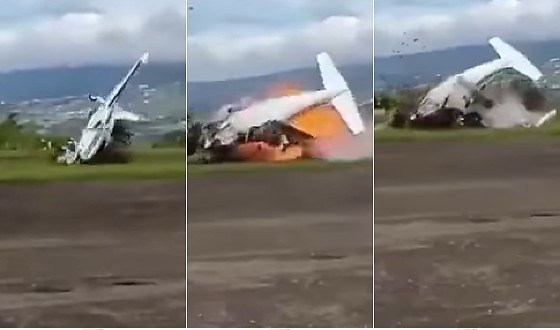 Avião de pequeno porte cai e explode causando duas mortes