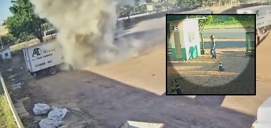Homem invade transportadora e ateia fogo em caminhão de MT