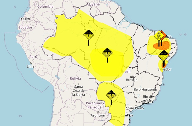 Inmet emite três alertas de chuva e tempestade para Mato Grosso