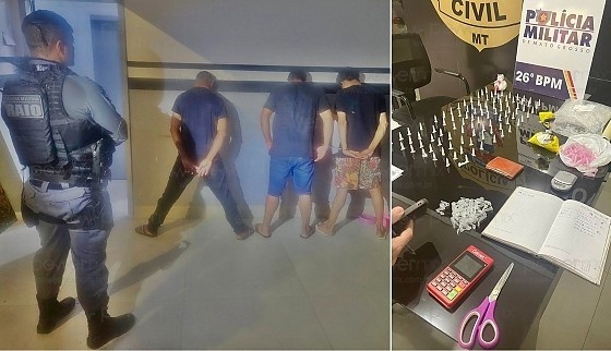 Três homens são presos e 98 pinos de cocaína apreendidos pela PM