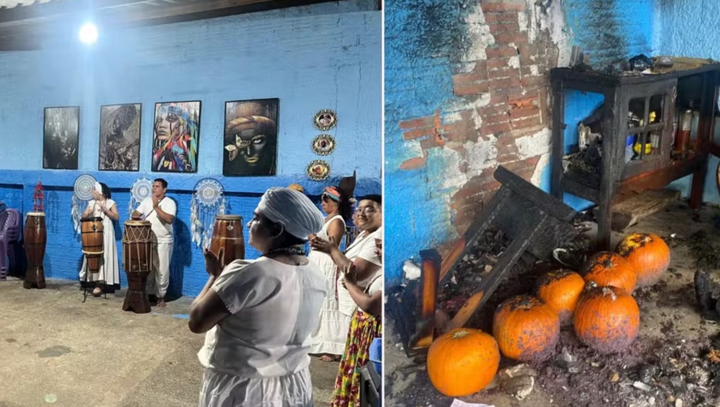 Templo de Quimbanda é incendiado após ameaças de morte a mãe de santo em Cuiabá