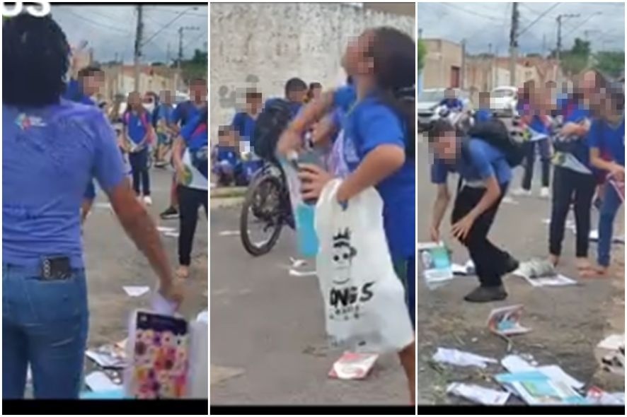 Estudantes de Cuiabá rasgam livros de escola; Seduc convoca pais