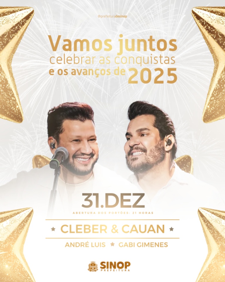 Prefeitura de Sinop espera grande público para o show de Réveillon hoje (31)