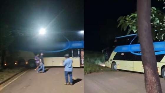 Ônibus atravessa rodovia e atinge hotel em MT