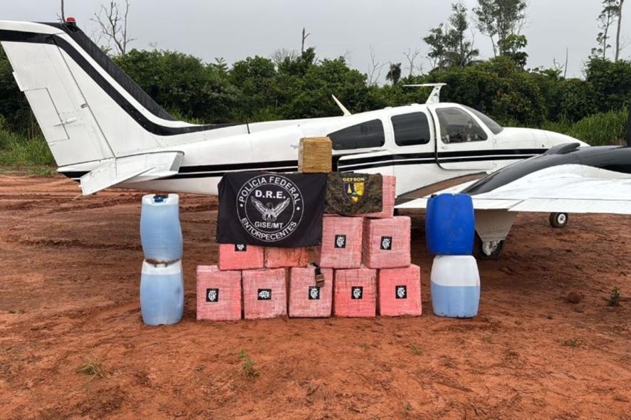 Gefron flagra avião com drogas em zona rural de Sinop e dá prejuízo de R$ 20 mi ao crime