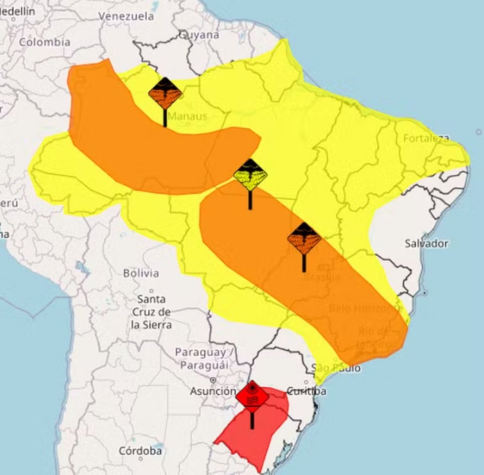 Onda de calor e ciclone deixam mais de 20 Estados sob alerta do Inmet