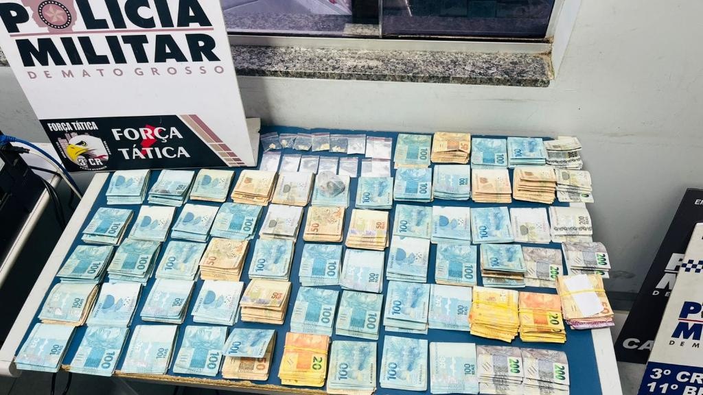 Força Tática apreende mais de R$ 64 mil e prende dupla suspeita por tráfico de drogas em Sinop