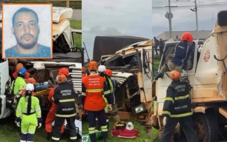 Acidente entre três caminhões deixa um morto e um ferido na rodovia BR-163 em Mato Grosso