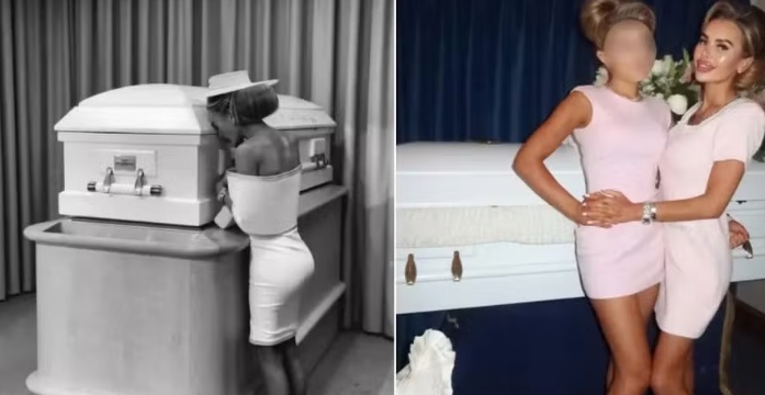 Influencer faz ensaio fotográfico ao lado do caixão da filha