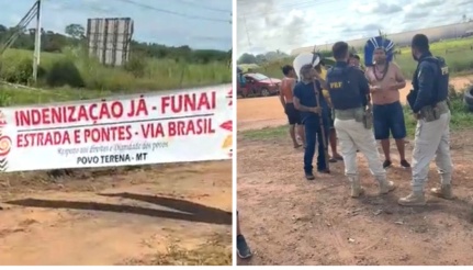 Indígenas queimam pneus em rodovia em protesto por indenização e melhorias