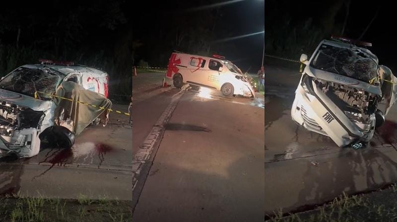 Técnica de enfermagem e motorista de ambulância morrem em batida com carreta