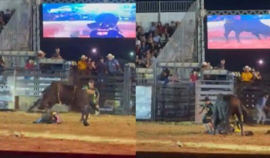 Peão é pisoteado por touro e sofre fratura em três costelas durante rodeio na ExpoVG