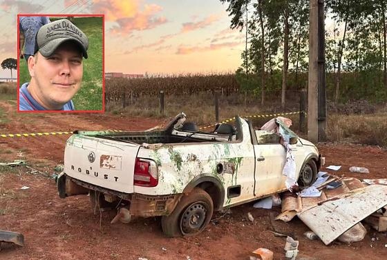 Saveiro sai da pista, capota e motorista morre na BR-163