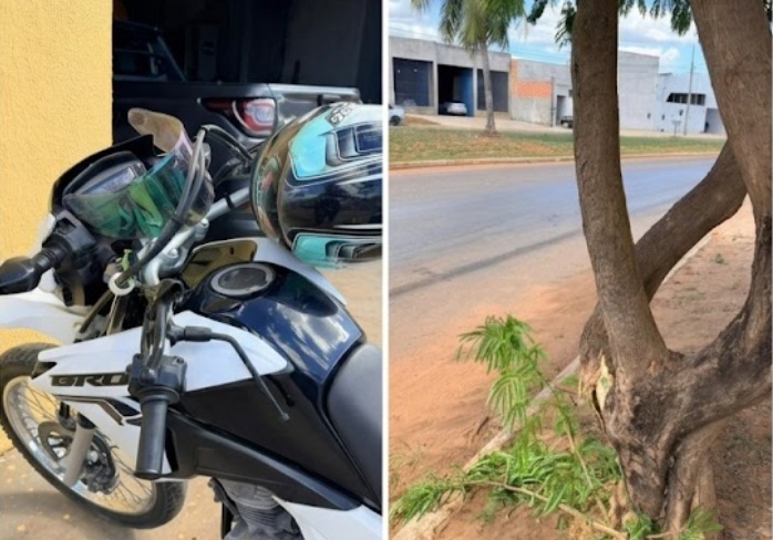Motociclista perde controle, bate em árvore e fica ferido em Sinop