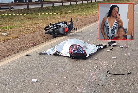 Grávida morre em acidente entre moto e carreta em Rondonópolis; criança de 6 anos ferida