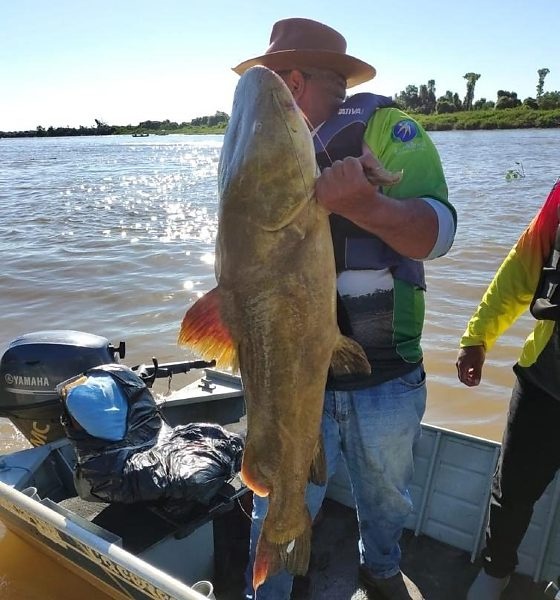 Pescador fisga jaú gigante e vence Feira Internacional de Pesca em Cáceres