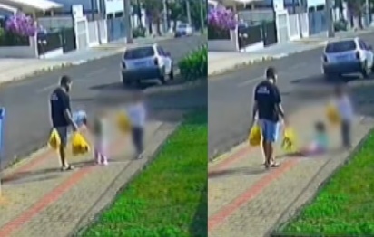 Pai é flagrado chutando filha de três anos e passa a ser investigado pela polícia do Paraná