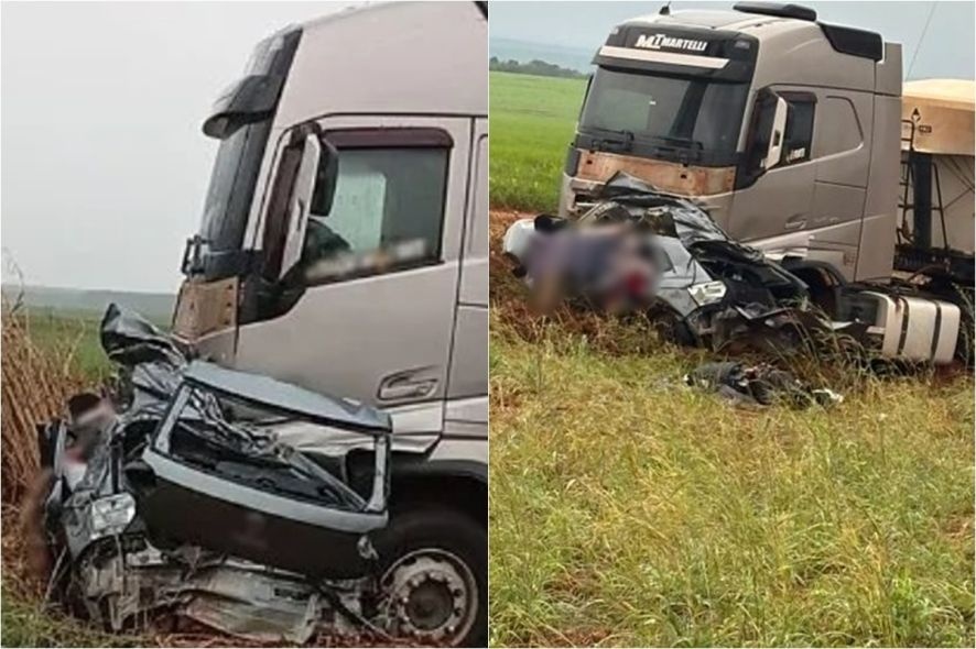 Três pessoas morrem em grave acidente entre caminhão e carro