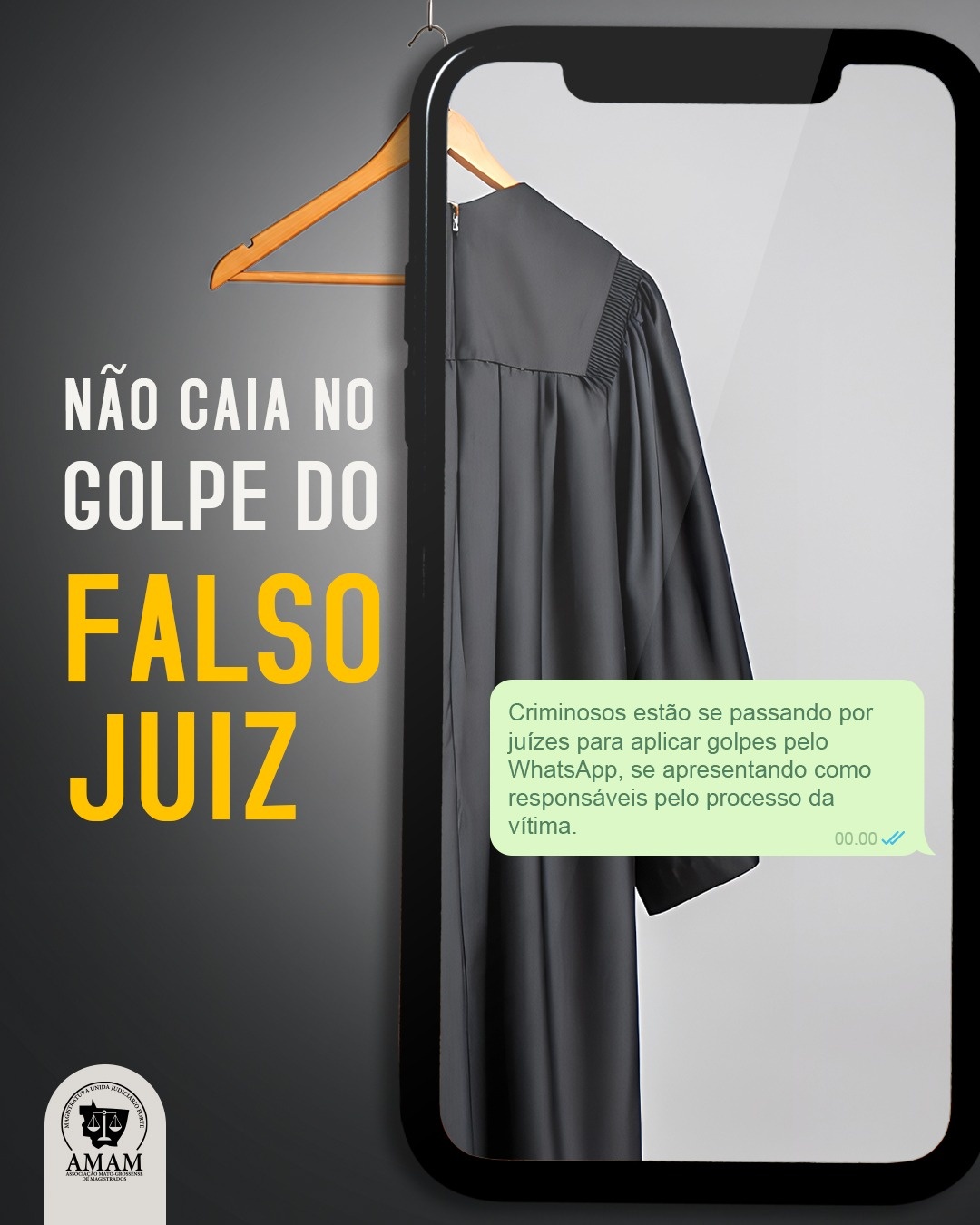 AMAM alerta para golpe que usa nome de juízes no WhatsApp para aplicar fraudes